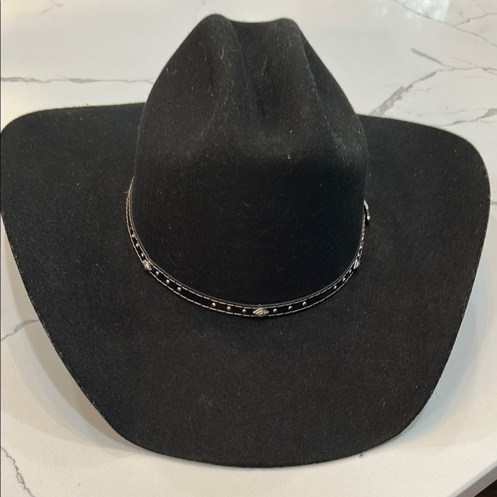 Justin Black Cowboy Hat with Silver Trim - only worn once